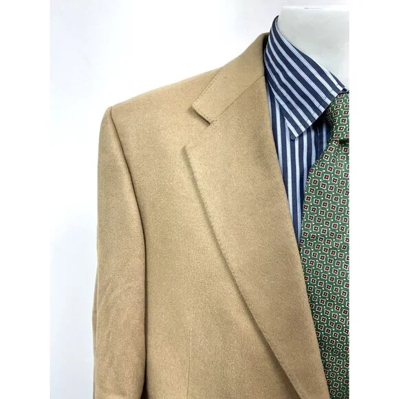 Hart Schaffner Marx X Loro Piana Blazer Jacket Beige Cashmere Size 44L Nice